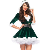 Vestido Miss Claus Natal Feminino com Capuz