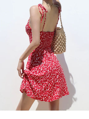 Vestido Mini Floral Vermelho Elegante