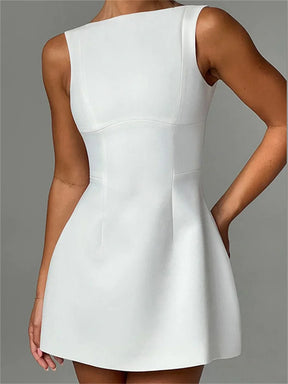 Vestido Branco Mini Elegante Sem Costas Feminino