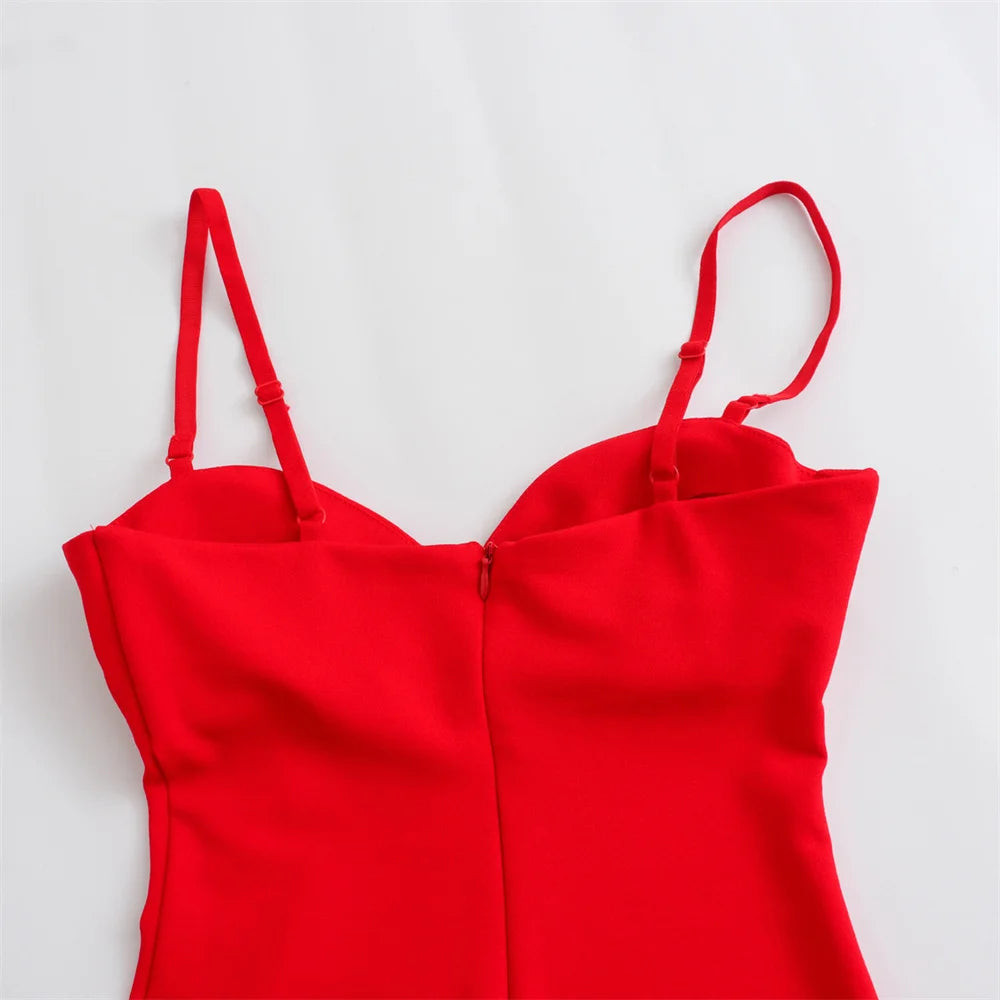 Vestido Vermelho Elegante com Alças Finas