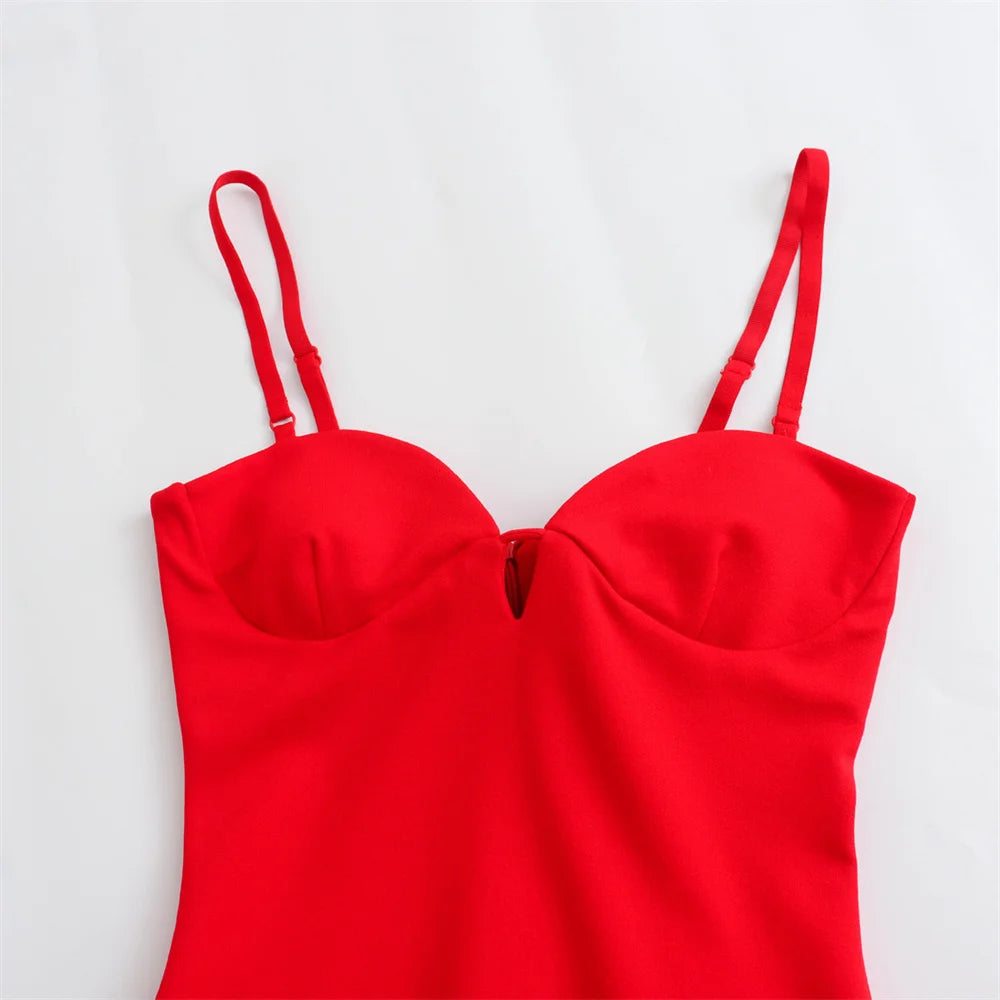 Vestido Vermelho Elegante com Alças Finas