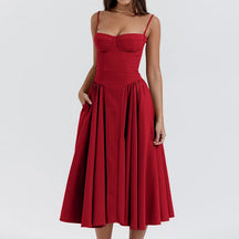 Vestido Elegante Vermelho Sem Costas