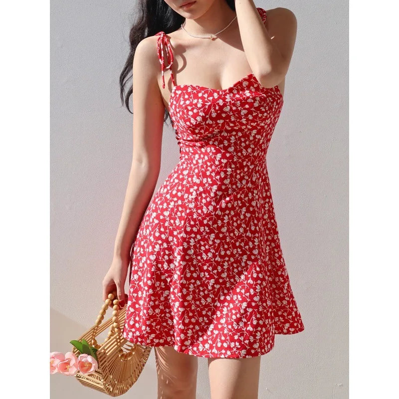 Vestido Mini Floral Vermelho Elegante