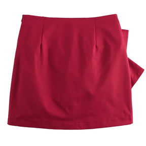 Mini Saia Cintura Alta Vermelha Elegante - Noelia